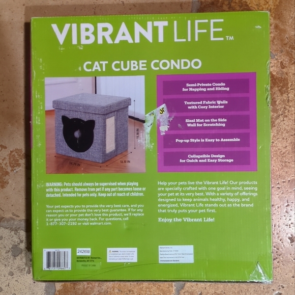 Vibrant Life Cat Cube Condo In GRAY, Satisfy your cat's desire to play and rest! - Picture 7 of 9